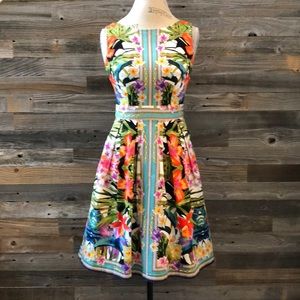 Maggy London mixed floral fit and flare dress sz 6